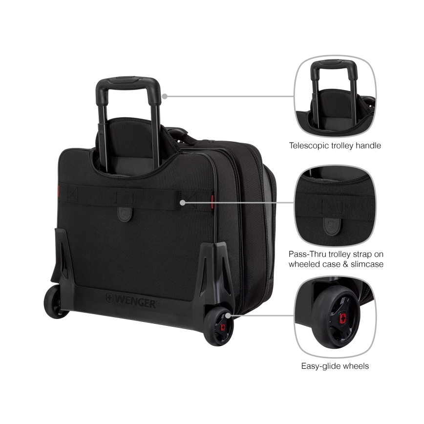 Wenger - Reiskoffer op wielen 23 l 17" + laptoptas 15,4" Potomac zwart
