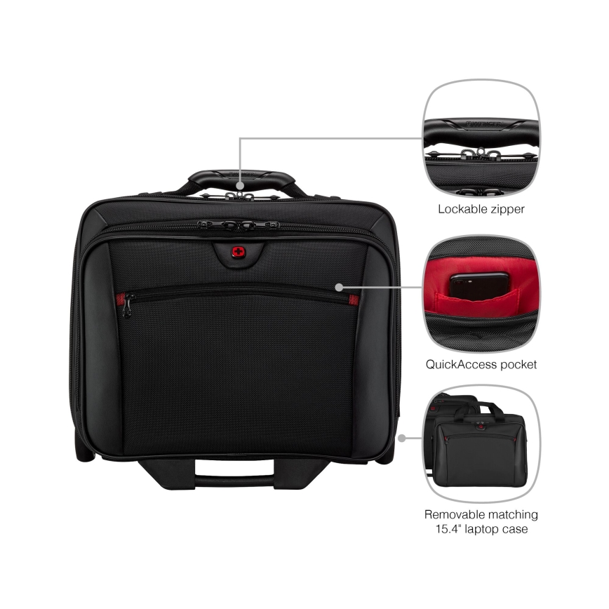 Wenger - Reiskoffer op wielen 23 l 17" + laptoptas 15,4" Potomac zwart