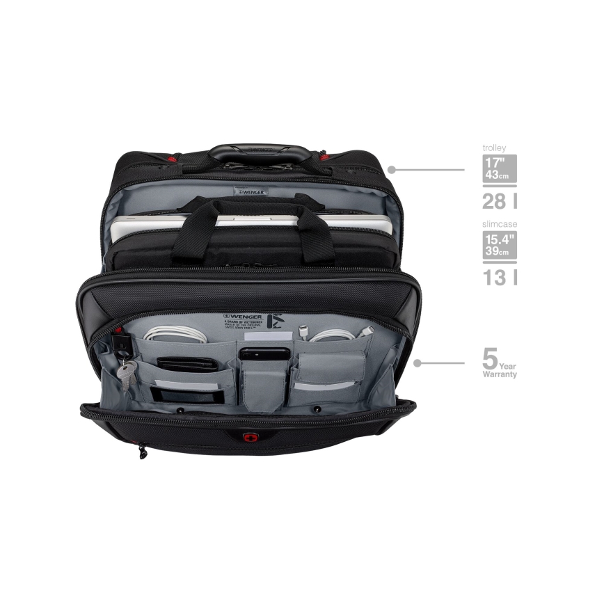 Wenger - Reiskoffer op wielen 23 l 17" + laptoptas 15,4" Potomac zwart