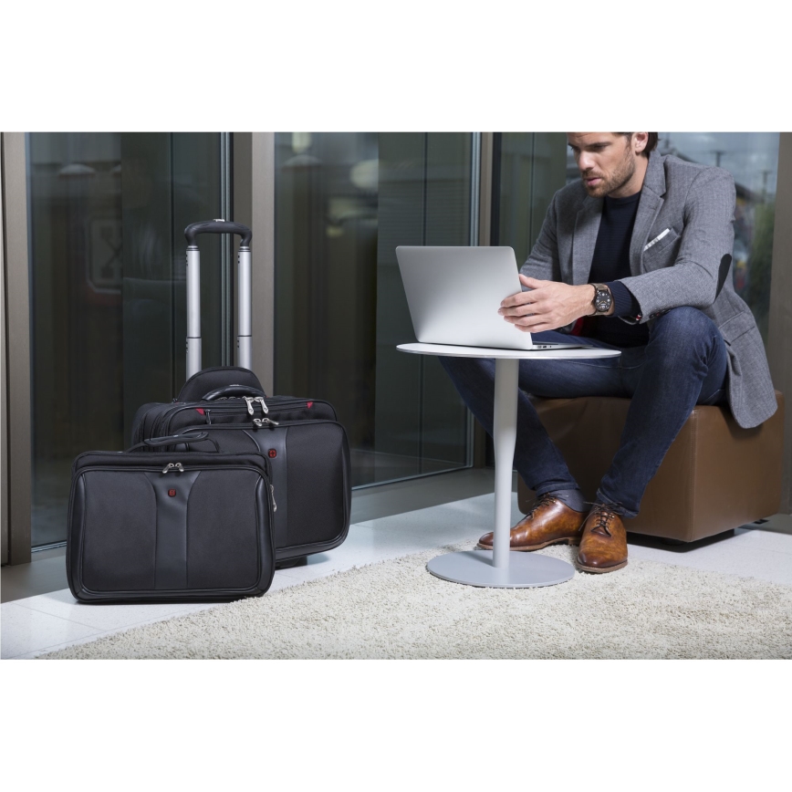 Wenger - Reiskoffer op wielen 25 l 17" + laptoptas 15,6" Patriot zwart