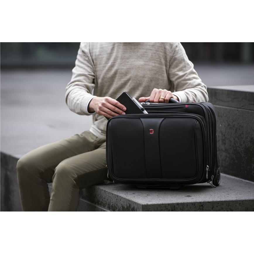 Wenger - Reiskoffer op wielen 25 l 17" + laptoptas 15,6" Patriot zwart