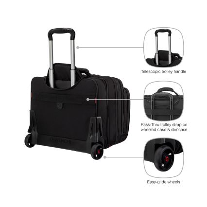 Wenger - Reiskoffer op wielen 25 l 17" + laptoptas 15,6" Patriot zwart