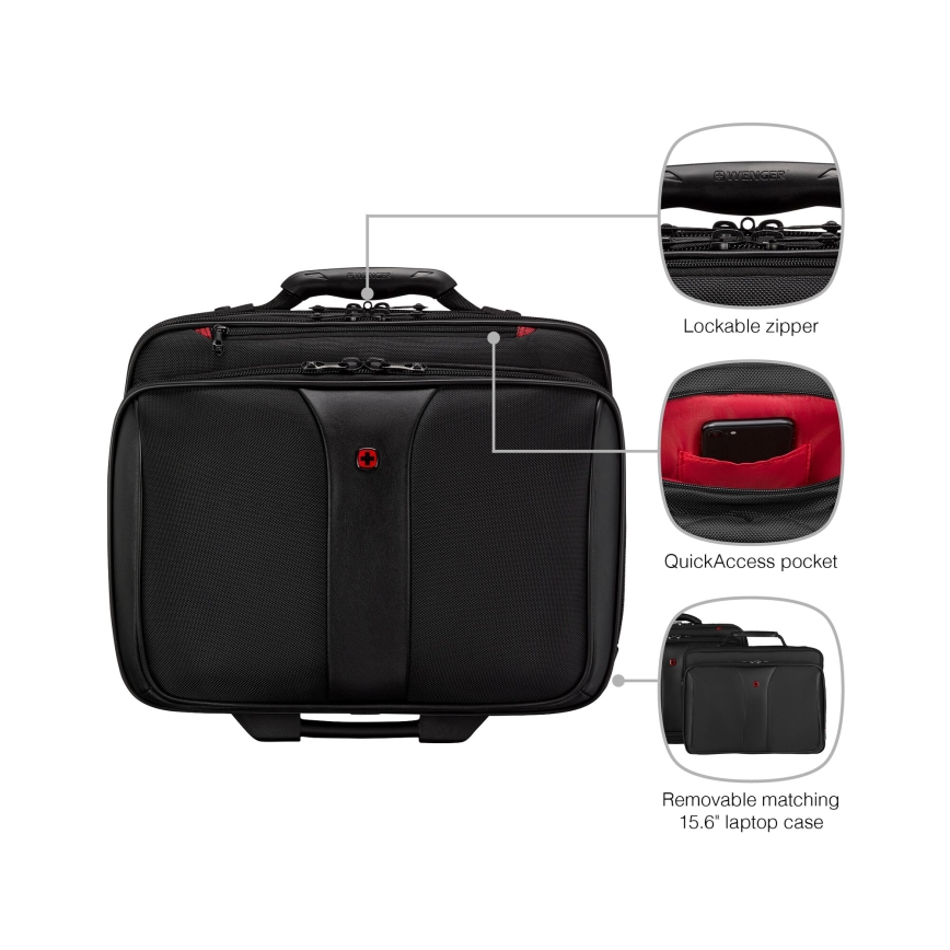 Wenger - Reiskoffer op wielen 25 l 17" + laptoptas 15,6" Patriot zwart