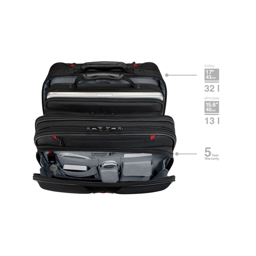 Wenger - Reiskoffer op wielen 25 l 17" + laptoptas 15,6" Patriot zwart