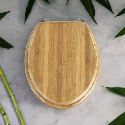 WENKO 144726100 - Toiletbril BAMBOO 34x41 cm bruin/zilver