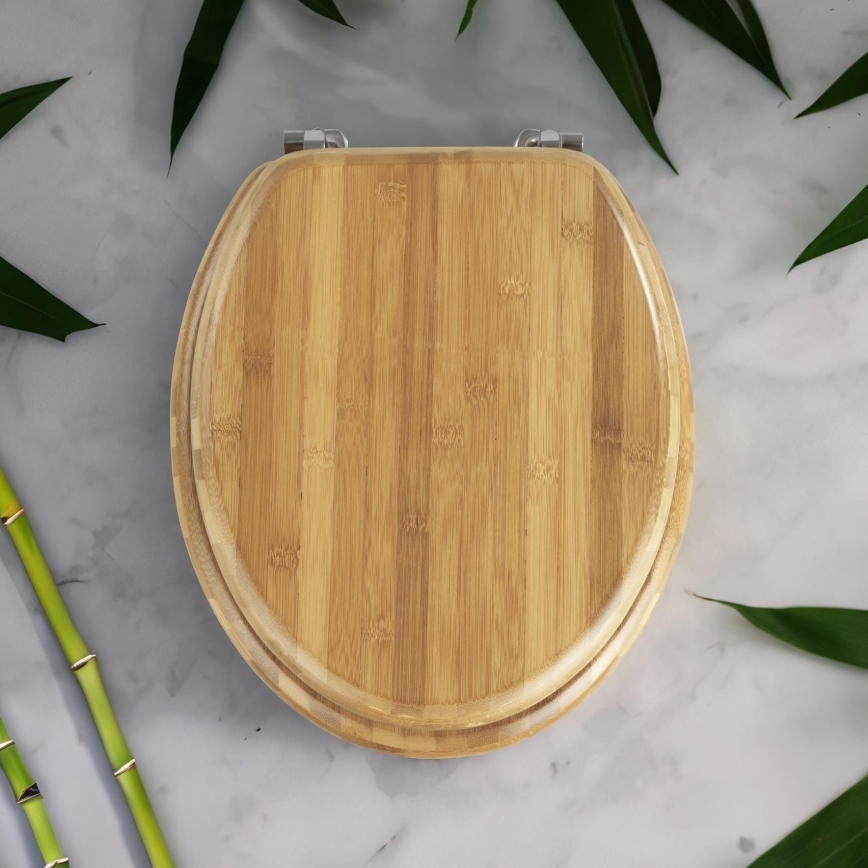 WENKO 144726100 - Toiletbril BAMBOO 34x41 cm bruin/zilver