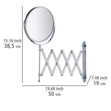 WENKO 15165100 - Cosmetische spiegel EXCLUSIVE 19x38,5 cm glanzend chroom