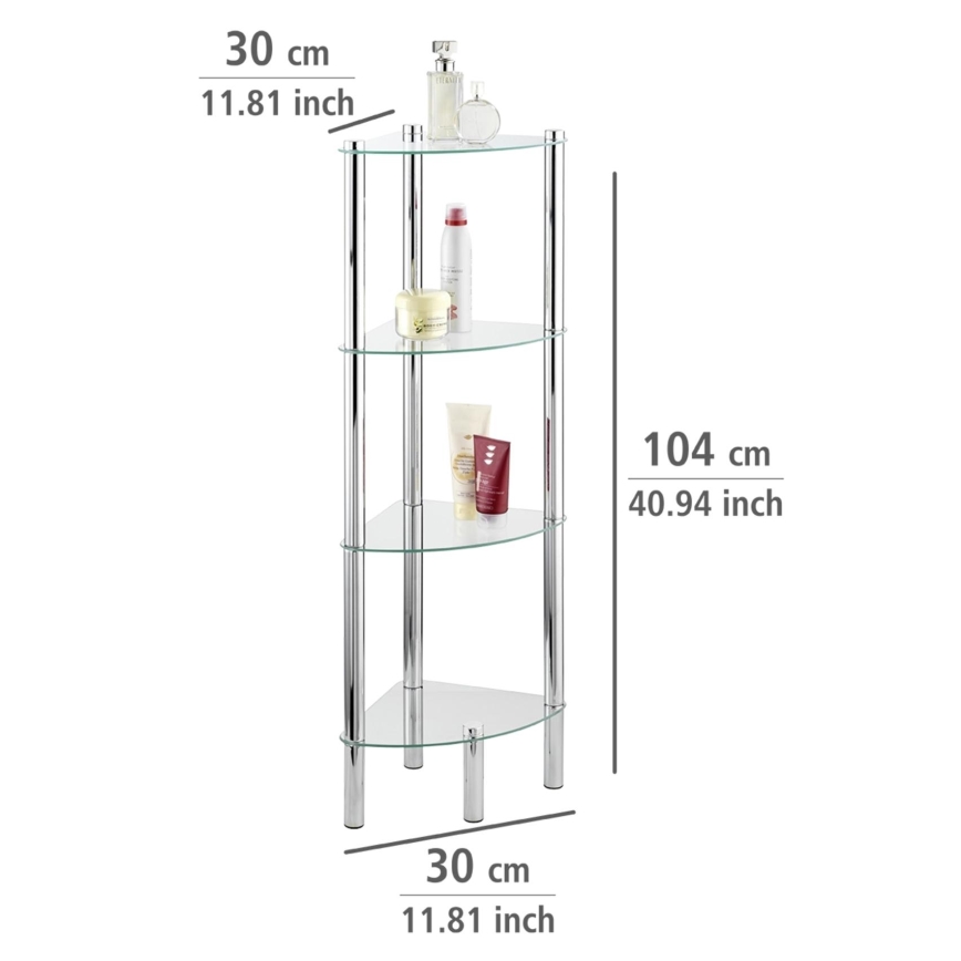 WENKO 15852100 - YAGO rek 30 x 104 cm, roestvrij staal / zilverkleurig / helder