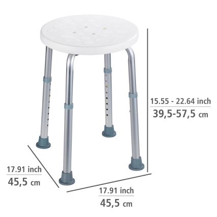 WENKO 1792921100 - SECURA kruk 45,5 x 45,5 cm wit/zilver/grijs