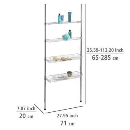 WENKO 18597100-Rek 71x285 cm glanzend chroom