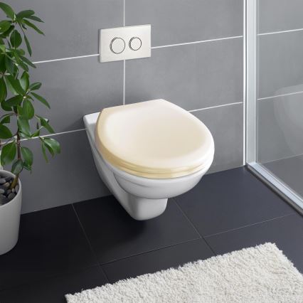 WENKO 18760100-WC WC-bril OTTANA 37,5x44,5 cm beige/zilver