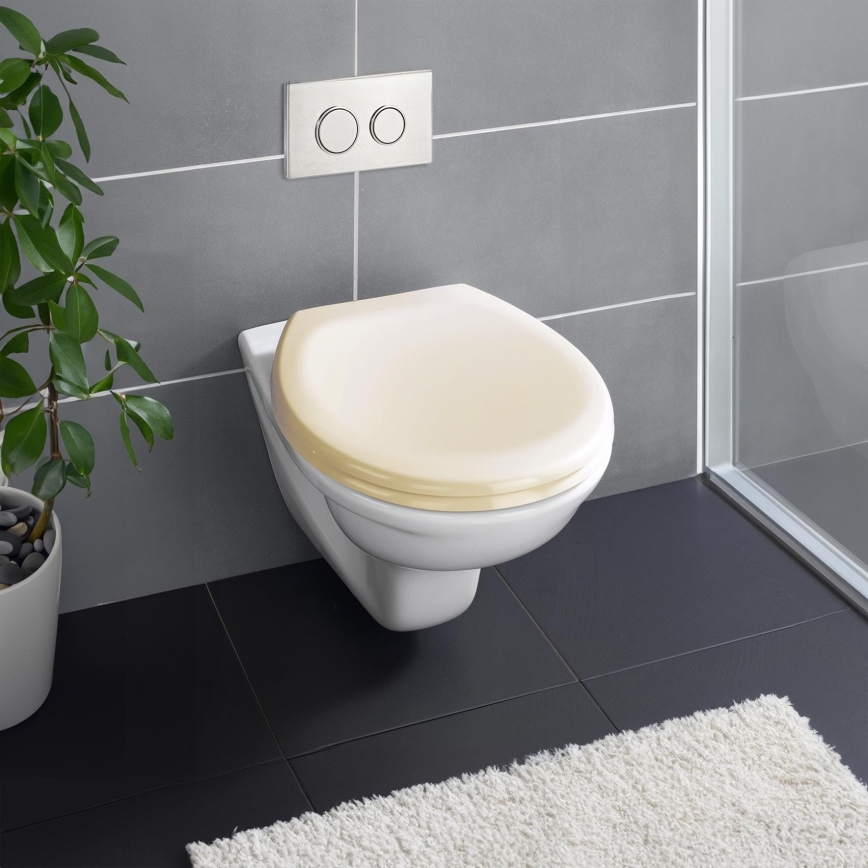 WENKO 18760100-WC WC-bril OTTANA 37,5x44,5 cm beige/zilver