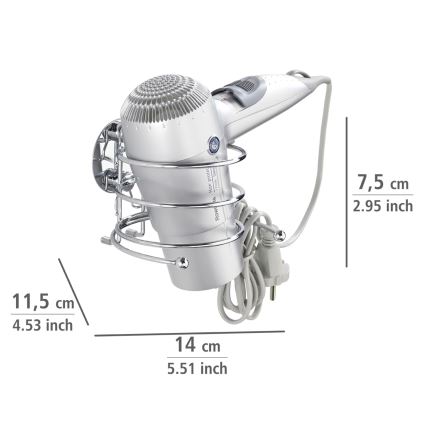 WENKO 18770100-Haardrogerhouder TURBO-LOC RUND STAHL 14x11,5 cm glanzend chroom