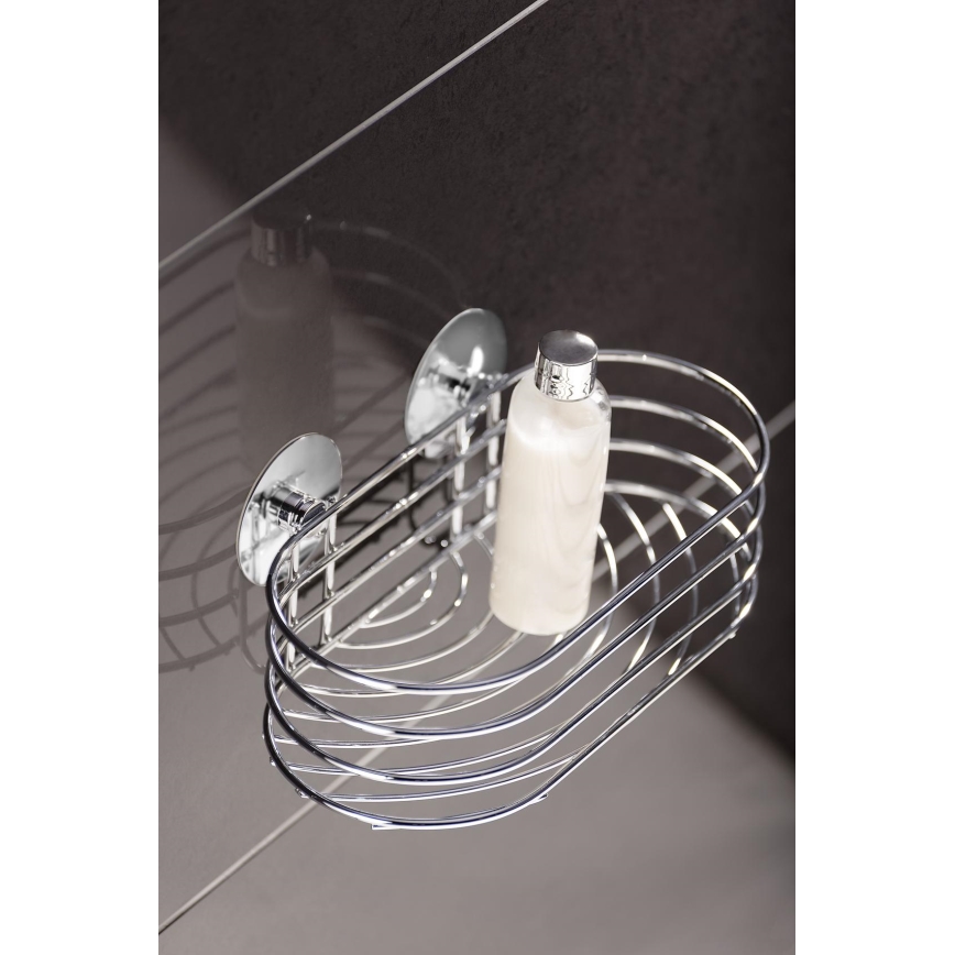 WENKO 18775100 - TURBO-LOC ronde stalen wandplank 23,5x13,5 cm glanzend chroom
