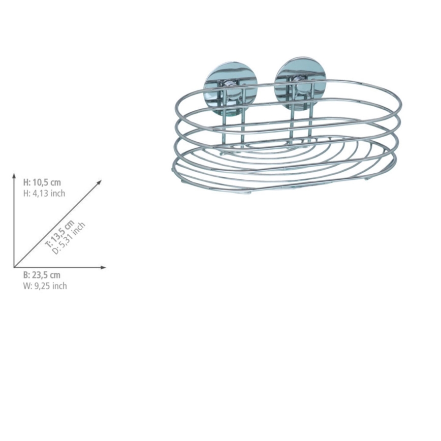 WENKO 18775100 - TURBO-LOC ronde stalen wandplank 23,5x13,5 cm glanzend chroom