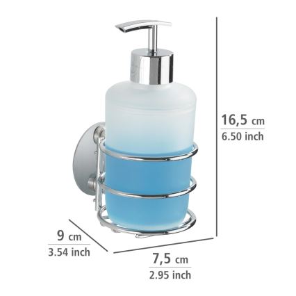 WENKO 18777100-zeepdispenser TURBO-LOC ROND STAAL 7,5x16,5 cm glanzend chroom/wit
