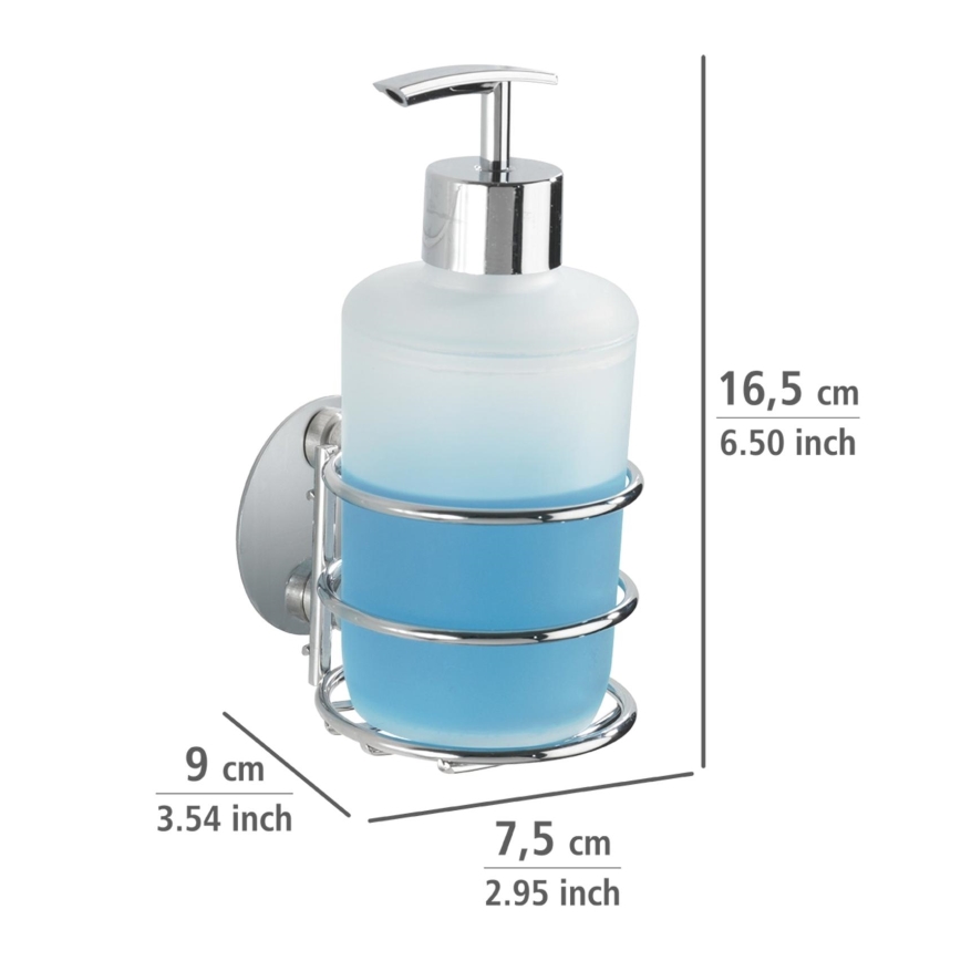 WENKO 18777100-zeepdispenser TURBO-LOC ROND STAAL 7,5x16,5 cm glanzend chroom/wit