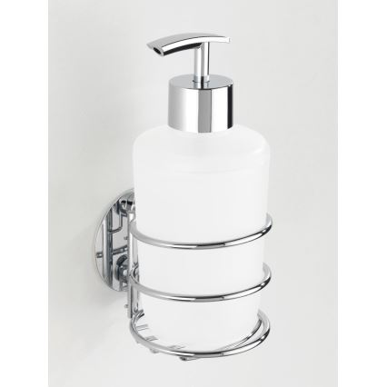 WENKO 18777100-zeepdispenser TURBO-LOC ROND STAAL 7,5x16,5 cm glanzend chroom/wit