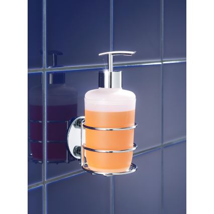 WENKO 18777100-zeepdispenser TURBO-LOC ROND STAAL 7,5x16,5 cm glanzend chroom/wit