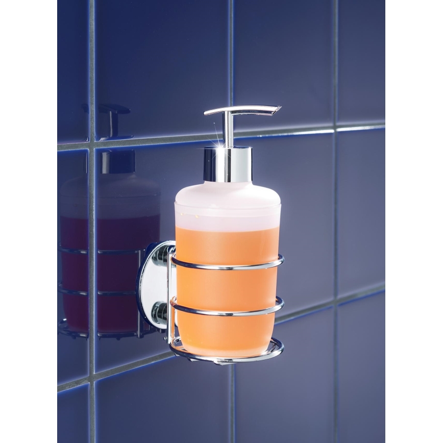 WENKO 18777100-zeepdispenser TURBO-LOC ROND STAAL 7,5x16,5 cm glanzend chroom/wit