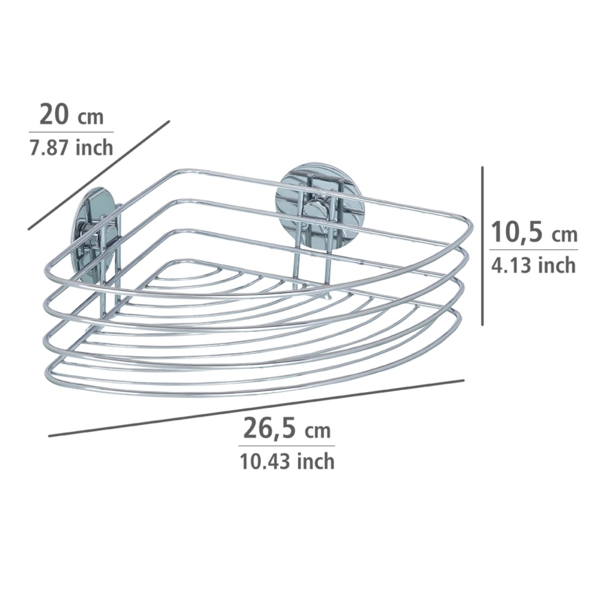 WENKO 18913100 - TURBO-LOC ronde stalen plank 26,5x20 cm glanzend chroom