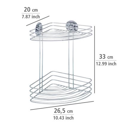 WENKO 18914100-Hoekplank TURBO-LOC ROND STAAL 26,5x33 cm glanzend chroom