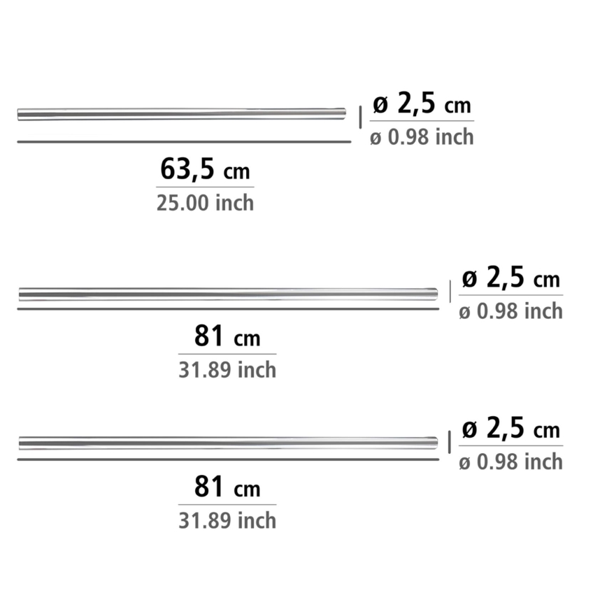 WENKO 19218100 - Universele stang 2,5x2,5 cm chroom/wit