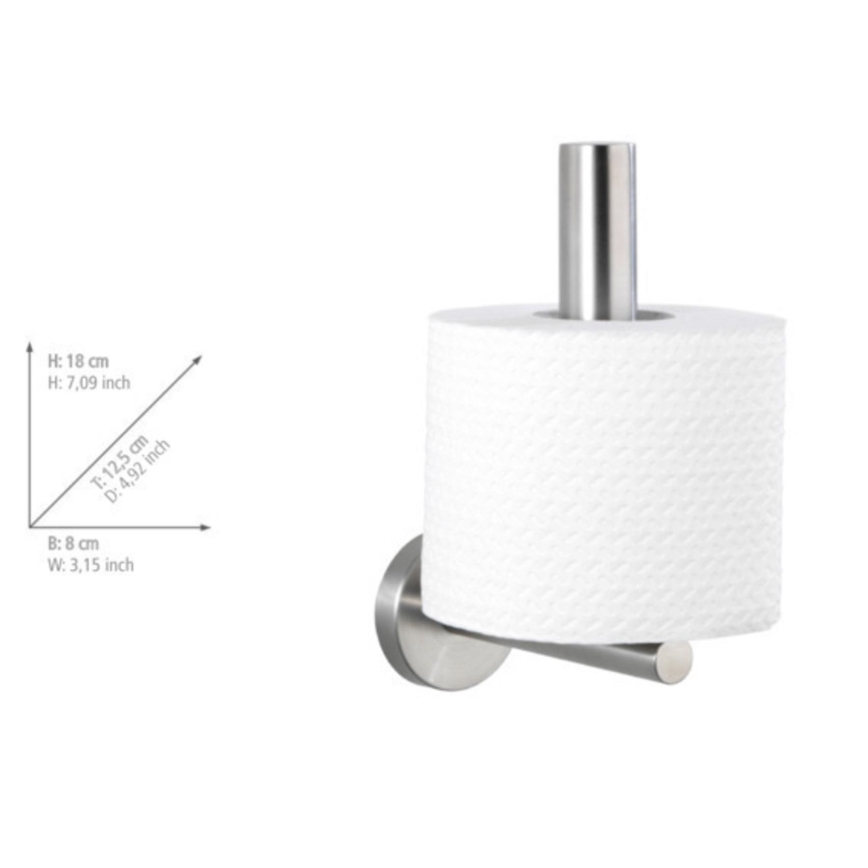 WENKO 19613100 - Toiletrolhouder BOSIO MATT 8 x 18 cm, RVS/mat zilver