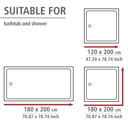 WENKO 20044100 - Douchegordijn 180x200 cm grijs