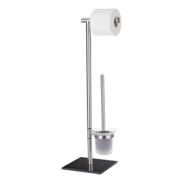 WENKO 20391100 - WC-borstel LIMA 23,5x69 cm RVS/satijn/zwart