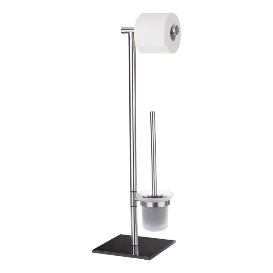 WENKO 20391100 - WC-borstel LIMA 23,5x69 cm RVS/satijn/zwart