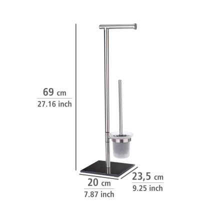 WENKO 20391100 - WC-borstel LIMA 23,5x69 cm RVS/satijn/zwart