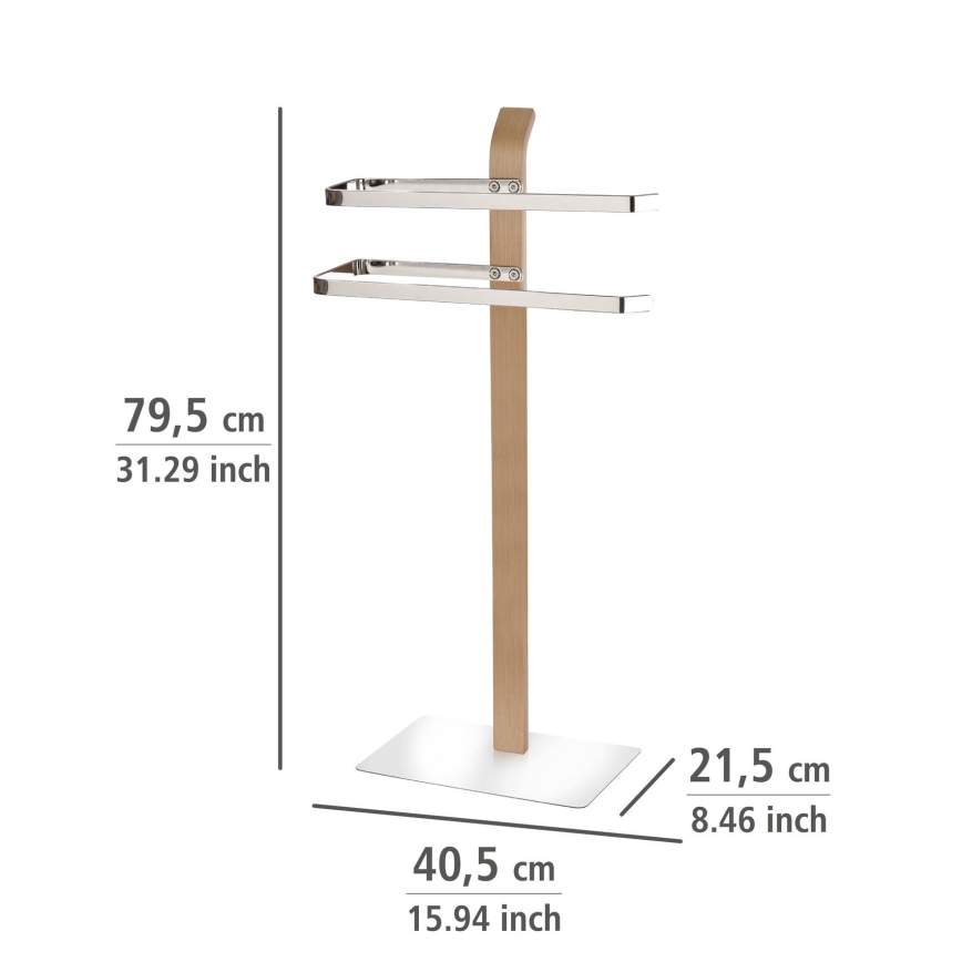 WENKO 20396100 - Handdoekhouder SAMONA 40,5x79,5 cm glanzend chroom/bruin