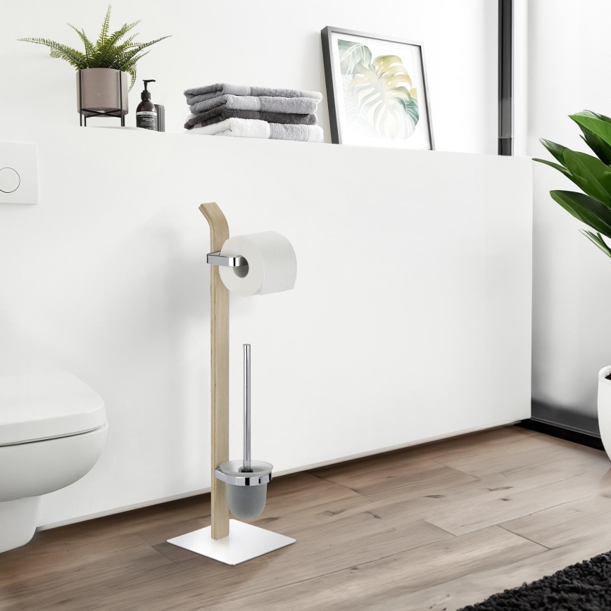 WENKO 20397100 - WC-borstel SAMONA 20x71,5 cm chroom/bruin/satijn