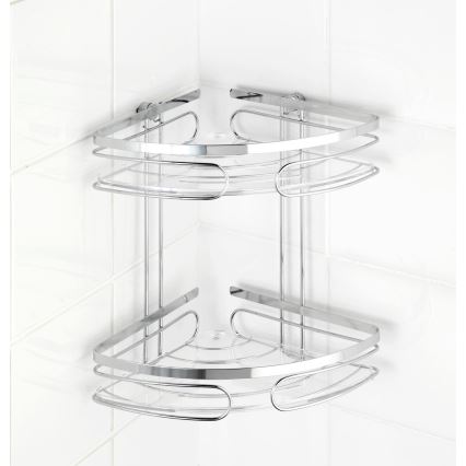 WENKO 20412100-Hoekplank PREMIUM RVS 26,5x27,5 cm roestvrij staal/zilver