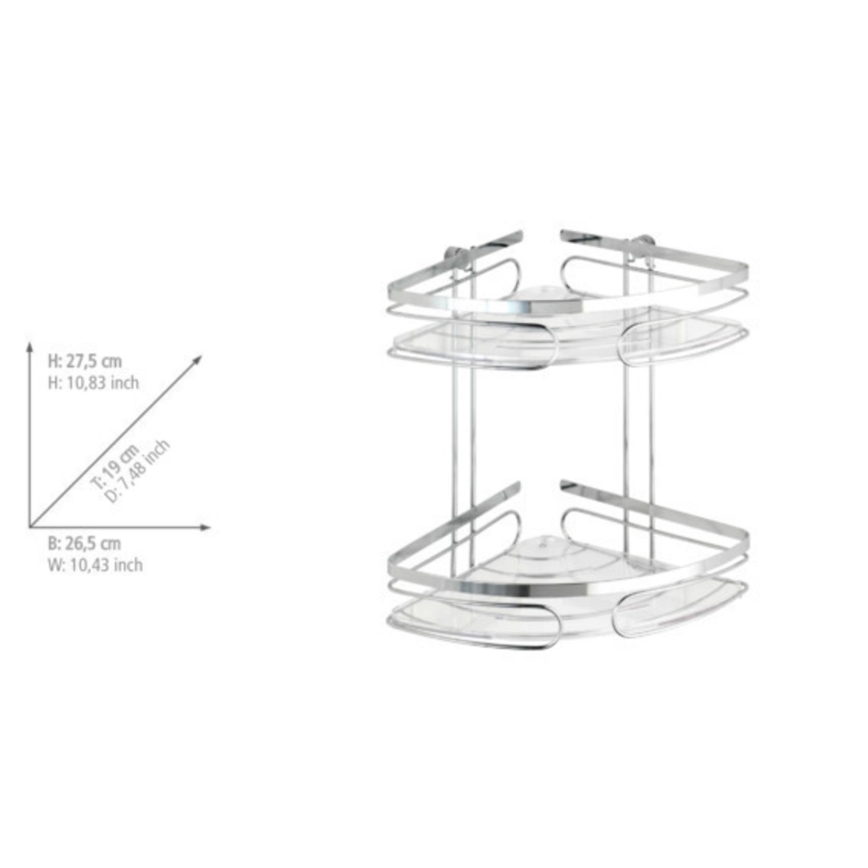 WENKO 20412100-Hoekplank PREMIUM RVS 26,5x27,5 cm roestvrij staal/zilver
