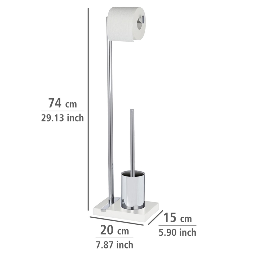 WENKO 20486100 - WC-borstel NOBLE 20x74 cm chroom/wit