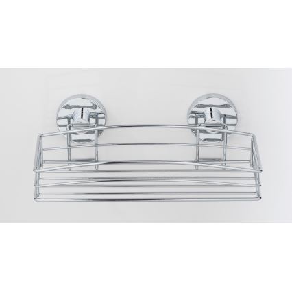 WENKO 20883100 - VACUUM-LOC ronde plank, staal, 26 x 15,3 cm, glanzend chroom