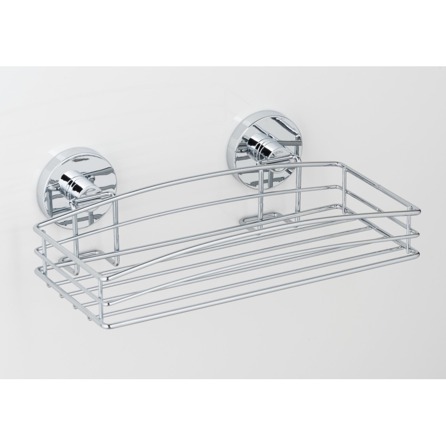 WENKO 20883100 - VACUUM-LOC ronde plank, staal, 26 x 15,3 cm, glanzend chroom