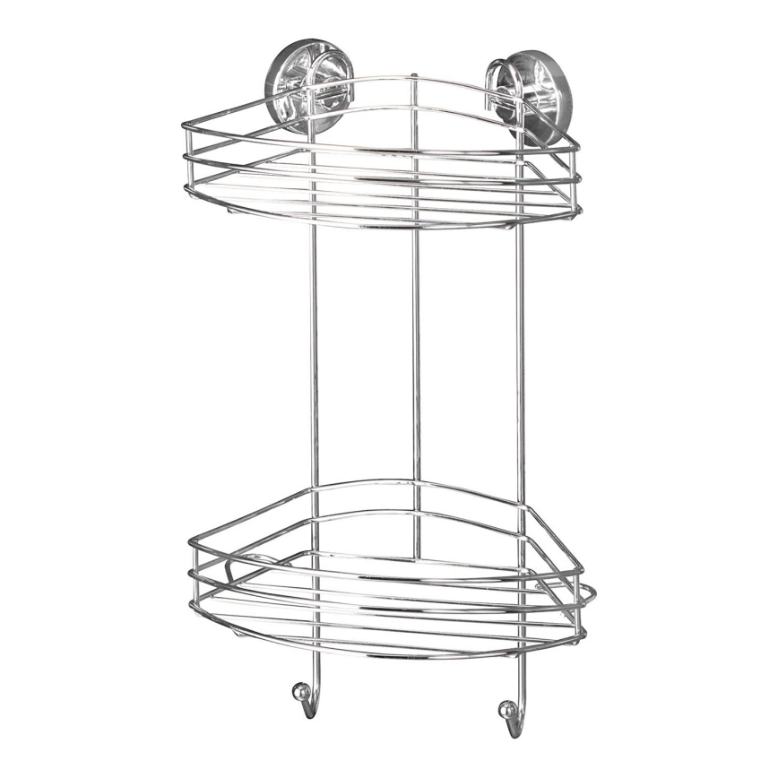 WENKO 20885100-Hoekrek VACUUM-LOC ROND STAAL 24,5x41 cm glanzend chroom