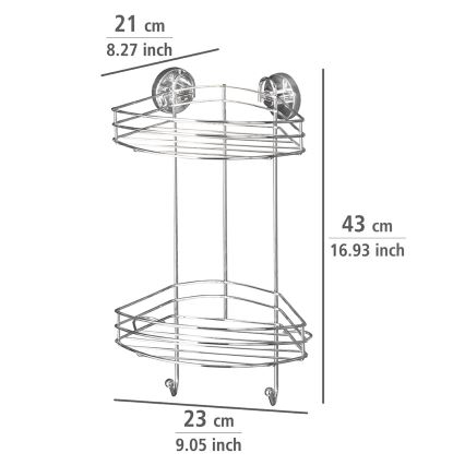 WENKO 20885100-Hoekrek VACUUM-LOC ROND STAAL 24,5x41 cm glanzend chroom