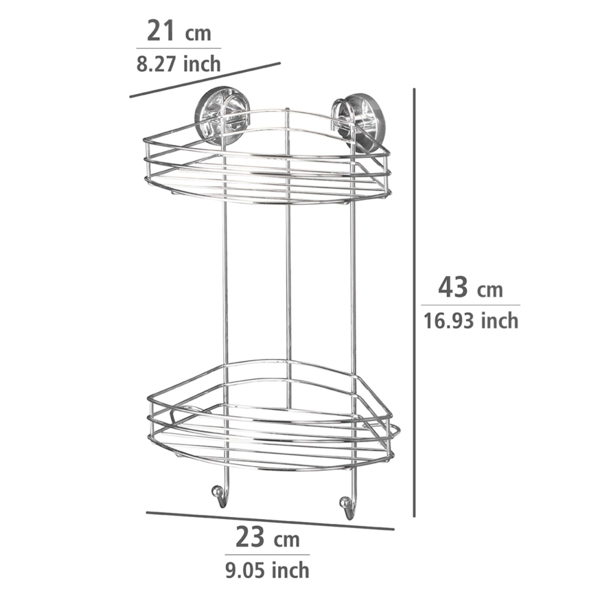 WENKO 20885100-Hoekrek VACUUM-LOC ROND STAAL 24,5x41 cm glanzend chroom
