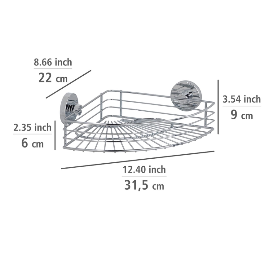 WENKO 20887100 - VACUUM-LOC ronde plank, 31 x 22,5 cm, glanzend chroom