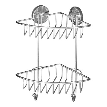 WENKO 20888100-Hoekplank VACUUM-LOC ROND STAAL 22,5x29,5 cm glanzend chroom