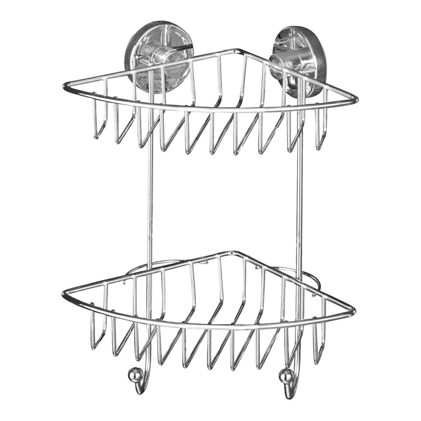 WENKO 20888100-Hoekplank VACUUM-LOC ROND STAAL 22,5x29,5 cm glanzend chroom
