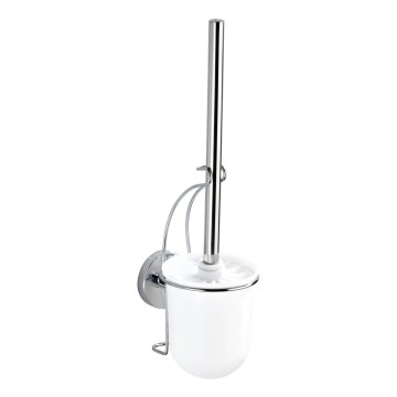 WENKO 20898100-WC WC-borstel VACUUM-LOC MILAZZO 10x34 cm RVS/glanzend chroom/wit