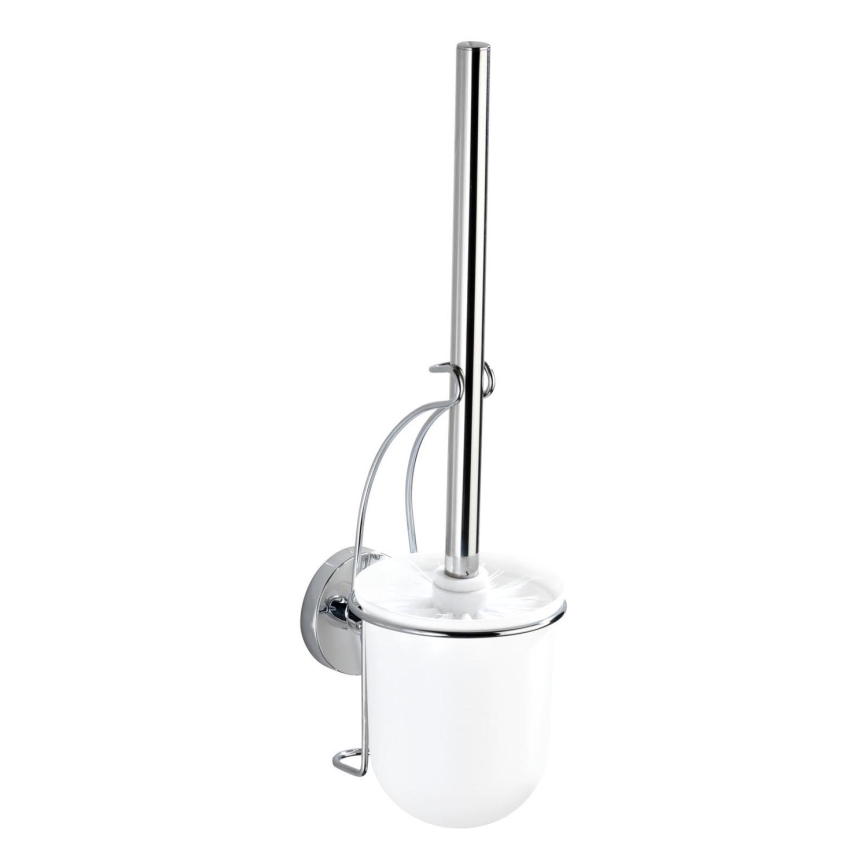 WENKO 20898100-WC WC-borstel VACUUM-LOC MILAZZO 10x34 cm RVS/glanzend chroom/wit