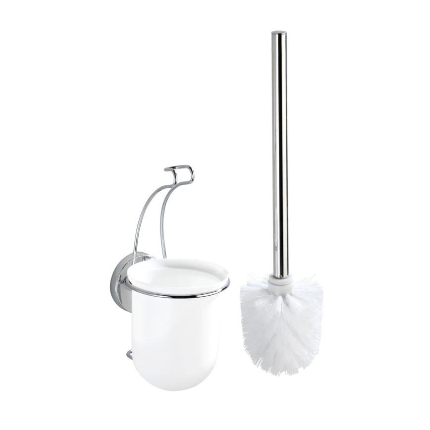 WENKO 20898100-WC WC-borstel VACUUM-LOC MILAZZO 10x34 cm RVS/glanzend chroom/wit