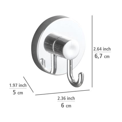 WENKO 20900100 - VACUUM-LOC haak, rond, staal, 6 x 6,7 cm, glanzend chroom