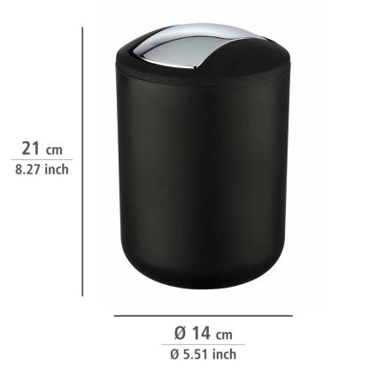 WENKO 21211100 - Afvalemmer BRASIL 14x21 cm zwart/glanzend chroom
